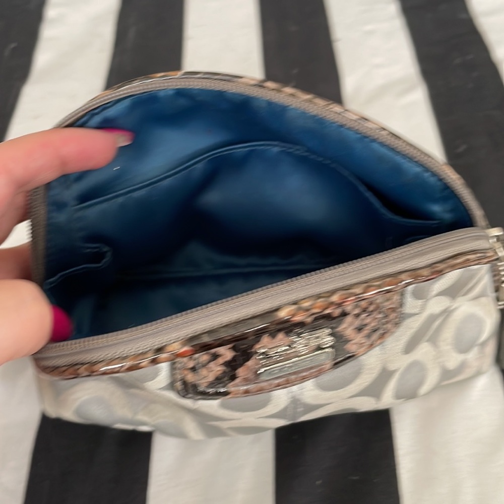 Coach Signature Silver/Turquoise Satchel and Makeup Bag - Picture 16 of 16